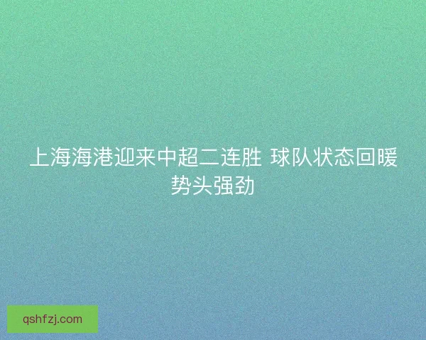 上海海港迎来中超二连胜 球队状态回暖势头强劲